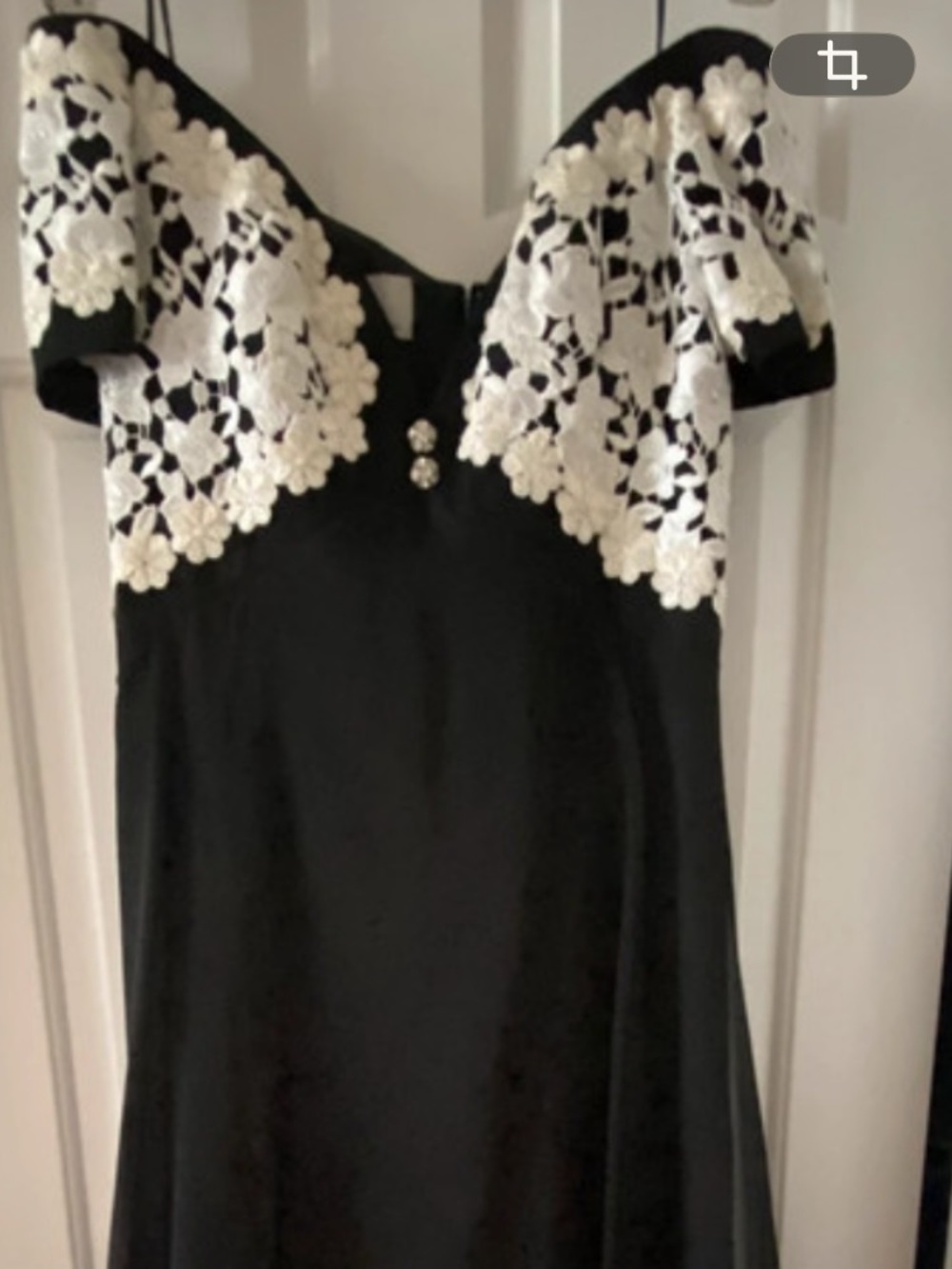 Black Dress with White Floral Lace Bodice